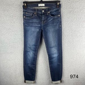 Madewell Women’s Skinny‎ Skinny Dark Wash Mid-Rise Cuffed Jeans Size 25